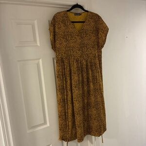 Yellow & Brown Floral Dress